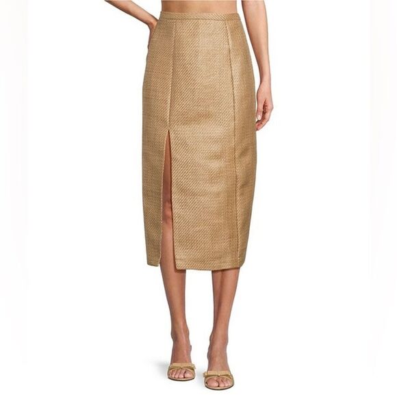 Antonio Melani The Style Bungalow Manana Raffia Midi Pencil Skirt, 12,‎ Tan NWT - Picture 3 of 15